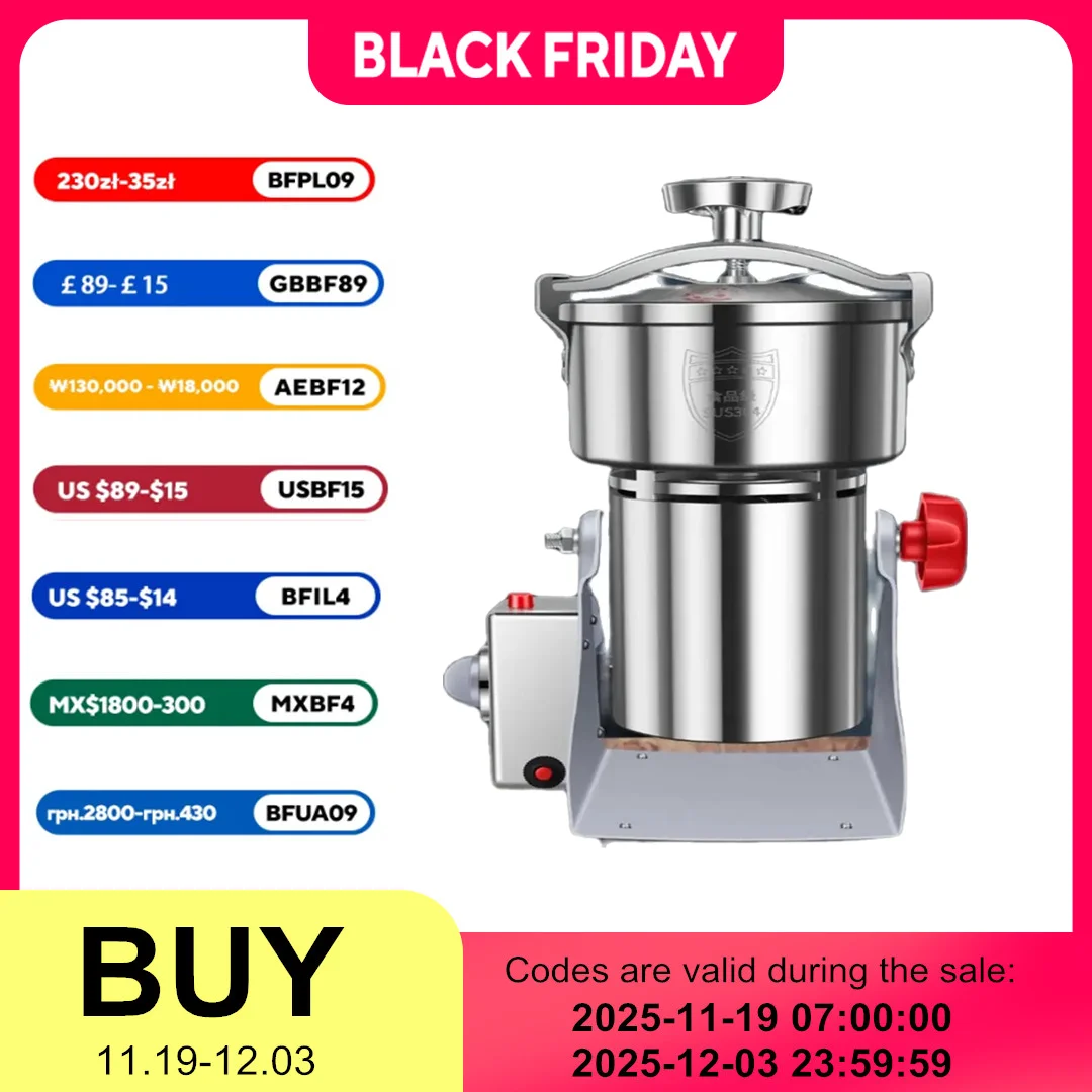 220V 1000g/2000g Grains Spices Herbal Cereals Coffee Dry Food Grinder Mill Grinding Machine gristmill Home flour powder crusher