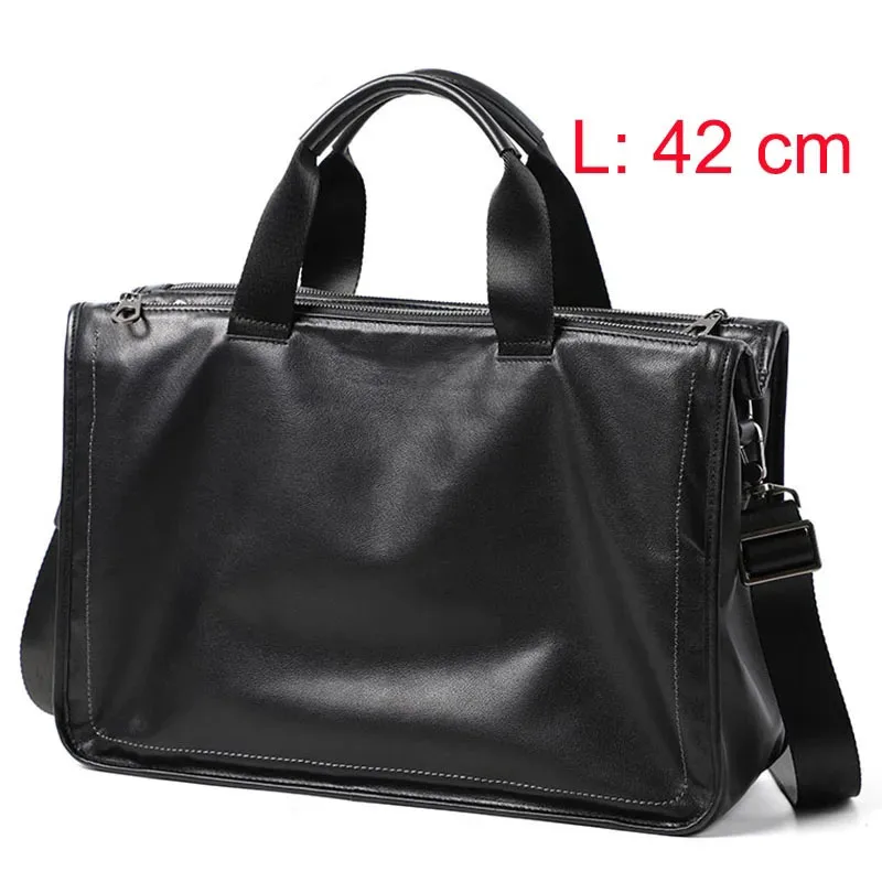 Large Briefcase Men Genuine Leather Shoulder Laptop Bag 15 inch Soft Leather Big Handbag Multi-layer Travel Men Bag Briefcases for leather briefcase canvas briefcase