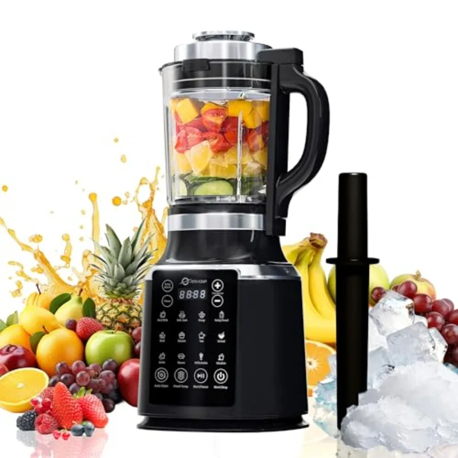 High-Speed Heating Blender for Kitchen Smoothies 1500W Motor with Tamper 9 Adjustable Speeds 14 Preset Programs Glass Jar Stain