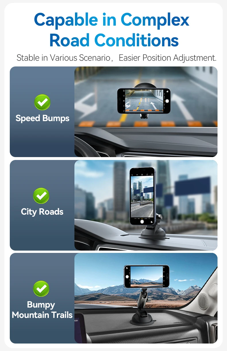 Magnetic Car Phone Holder Suction Cup 360° Adjustable Car Mount Stand For Mobile