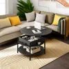Round Lift Top Coffee Table for Living Room, 35.43'' Round Coffee Table with Storage and Hidden Compartment, 2 Tier Large 5