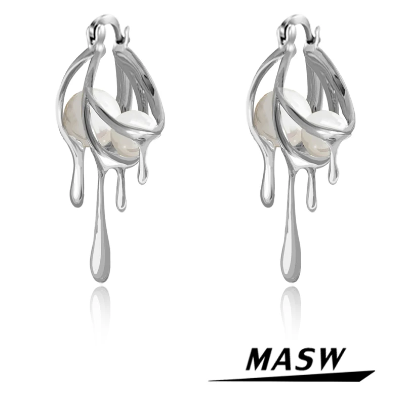 

Оригинальные Ювелирные изделия MASW, серьги-капли геометрической формы, новый тренд 2022, стильные высококачественные женские серьги из латуни...
