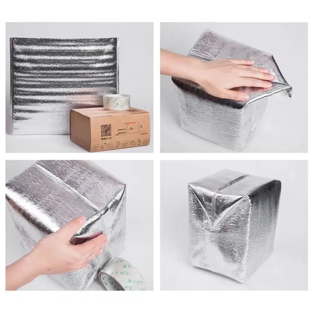 50 Teile/paket Eis Kalt Warme Aluminium Folie Tasche Lieferung Träger Getränke Lagerung Isolierung Tasche Lebensmittel Thermische mit Verschluss Kühltasche – Detail 2