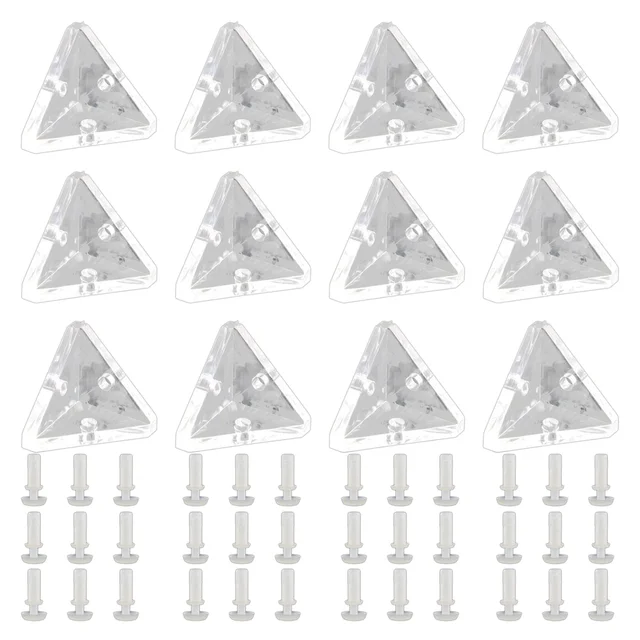12Db Akril Konzol Félig Átlátszó Csavarokkal Tiszta, 3 Lyukú Derékszögű Zárójel