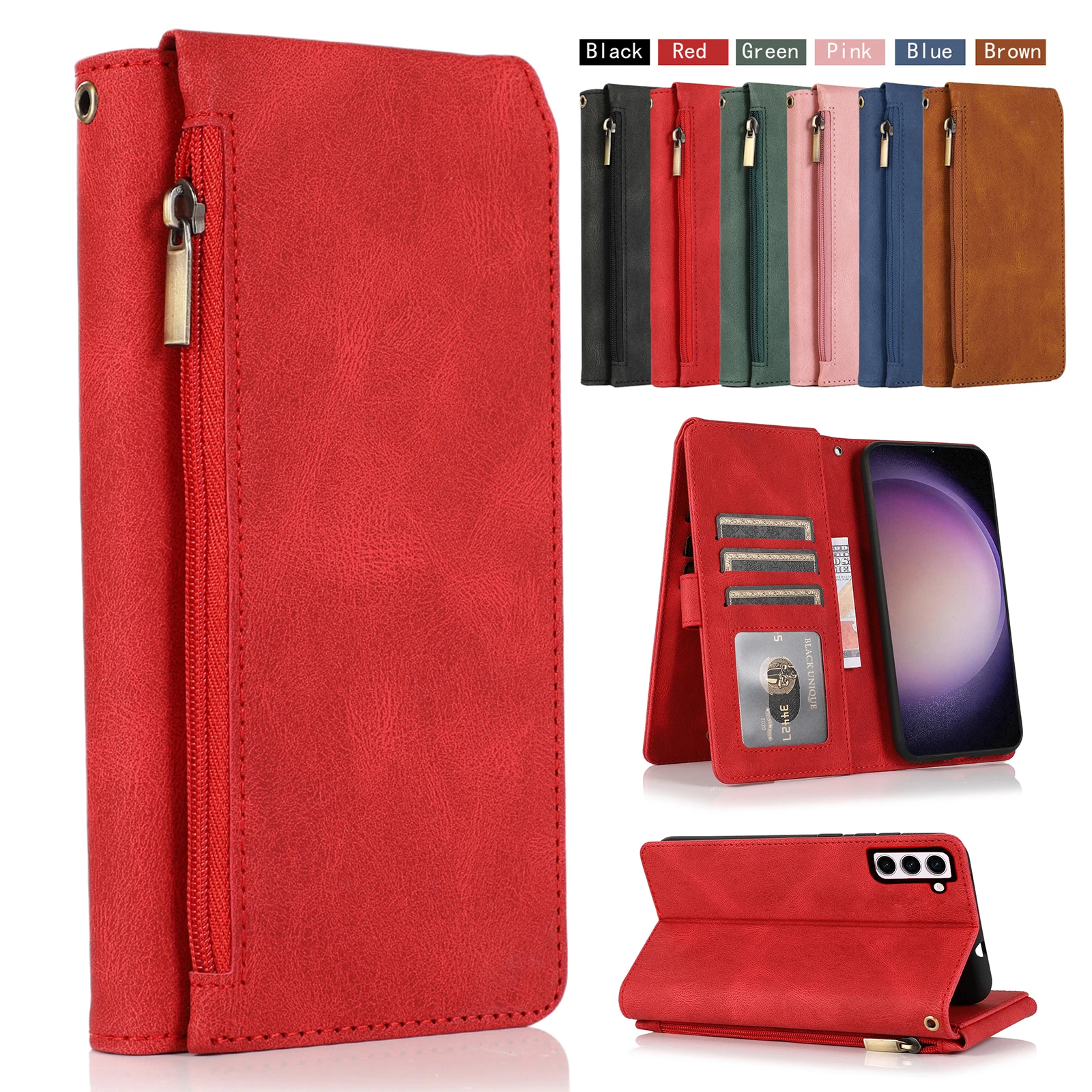 

Flip Cover Leather Zip Pocket Vertical Bracket Wallet Phone Case For Samsung Galaxy J4 Plus J3 J2 Pro J250 G530/Grand Prime Core