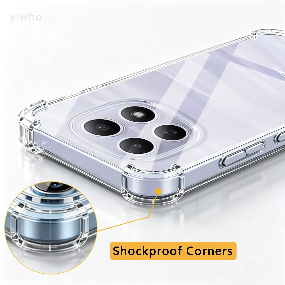 Transparent Shockproof Clear Phone Case - Durable, Crystal Clear Back Cover