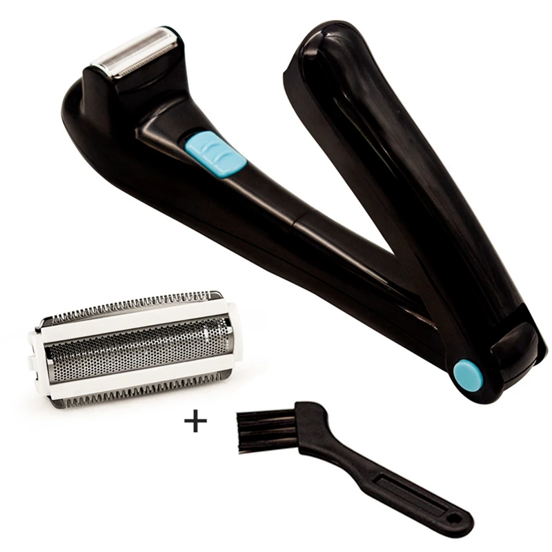 Top Sale Men Shaving 180 Degrees Foldable Electric Back Hair Shaver Battery Manual Long Handle Hair Remover