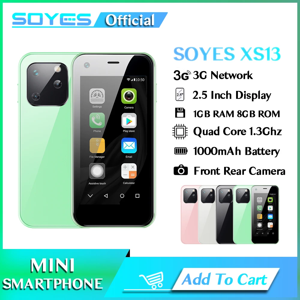 SOYES XS13 Mini Smartphone Quad Core Android Cellphone 3D Glass Dual SIM TF Card Slot HD Camera Small Mobile Phone VS XS11 celular s21 ultra smartphone 4g mobile phone android 10 dual card 6800mah 7 1 inch hd smartphone 10 core 16gb 512gb 5g cellphone