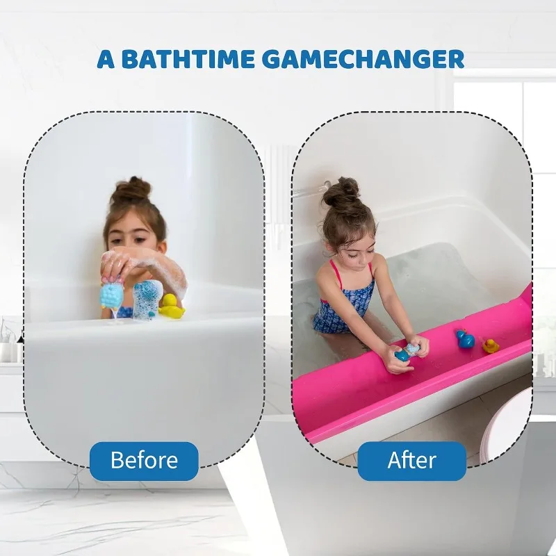 Bathtub Splash Guard Play Shelf Area - Toy Tray Caddy Holder Storage - Suction Cups Attach To Bath Tub - No Mess Water Spill 3