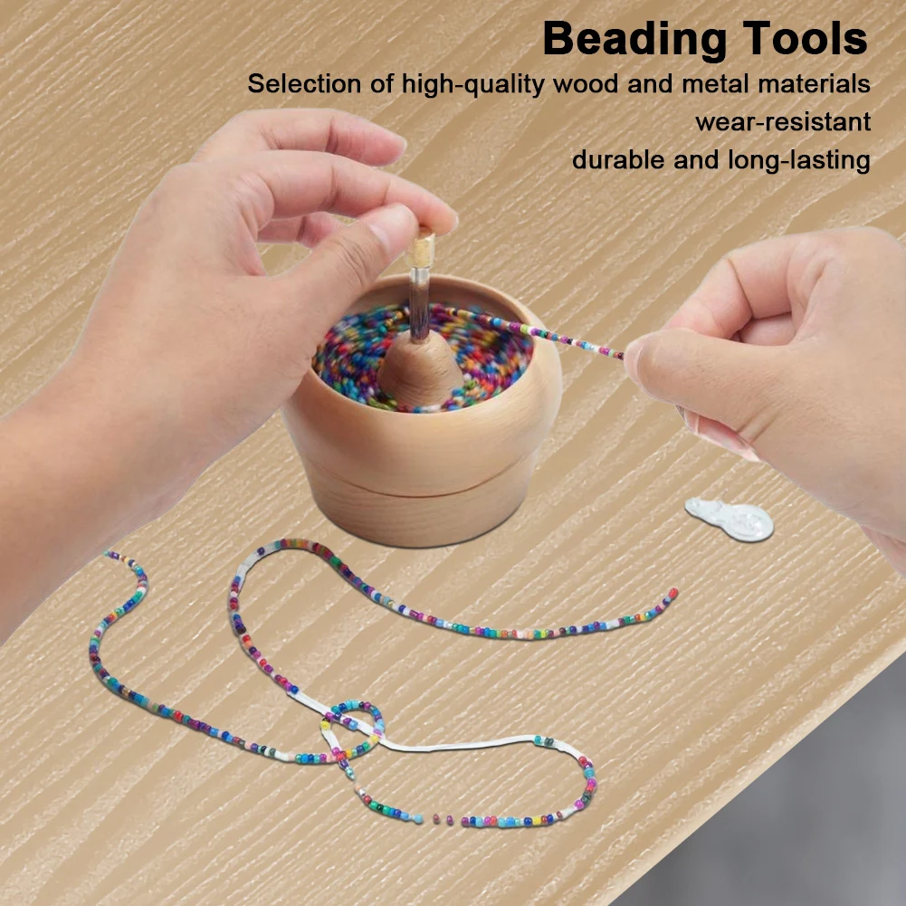 Wooden Bead Spinner Bowl Gift Beads Loader Bead String Tool for