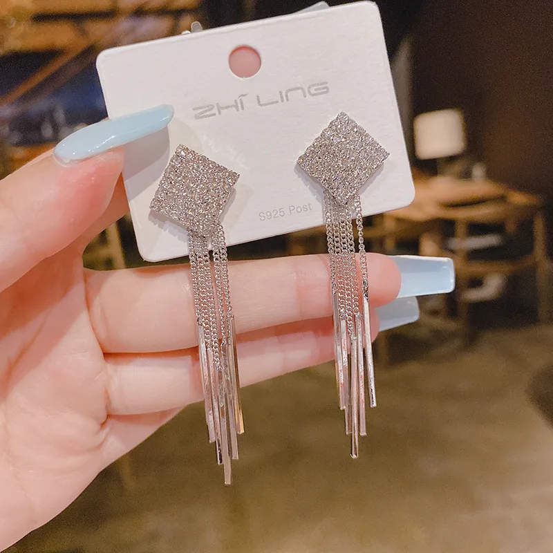 Se3e770165e684df5a39c023f771f801dQ Long Dangle Earrings For Women New Fashion Multi-layer Crystal Zircon Tassel Drop Earring Gold Color Luxury Jewelry Mallzona