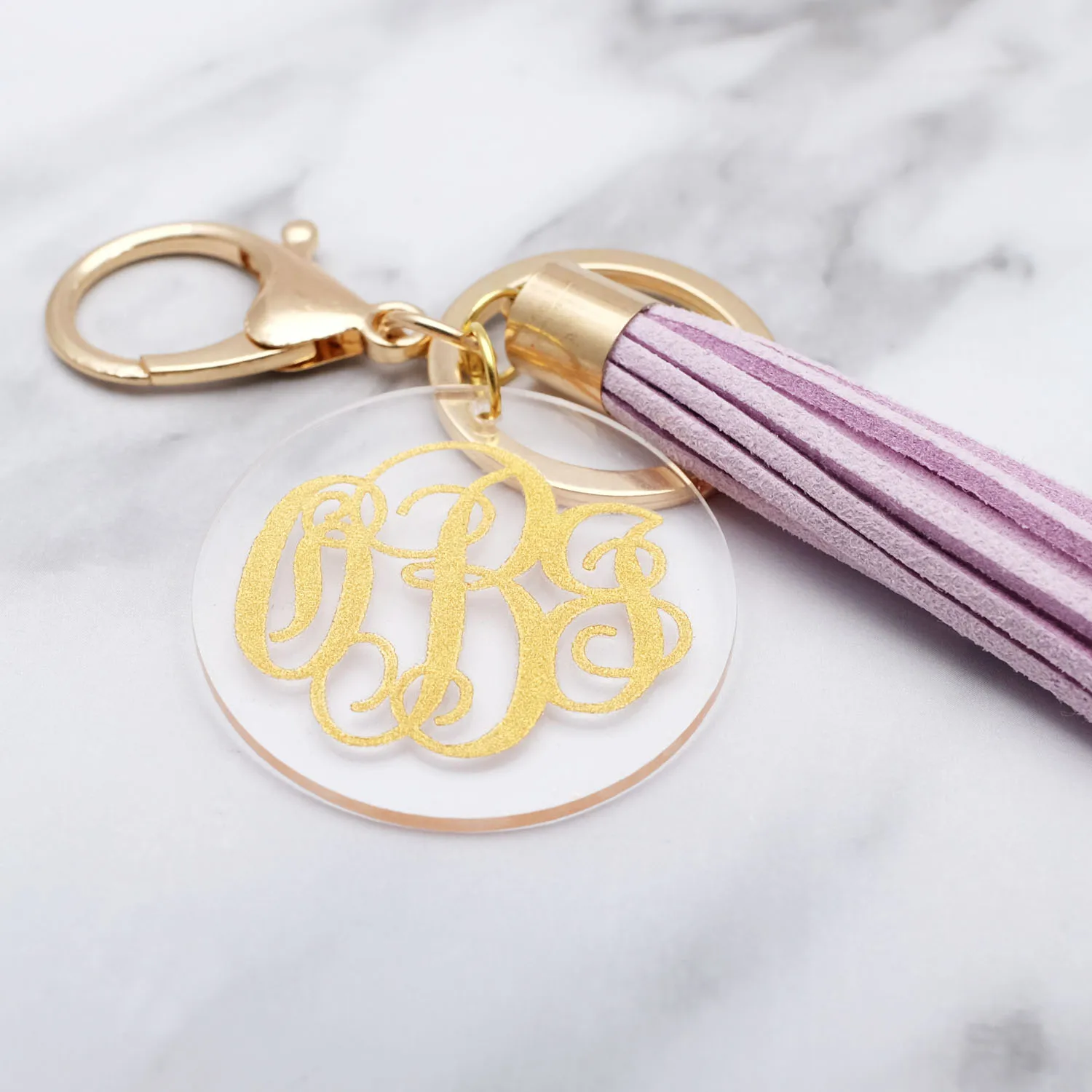 Initial keychain with tassel, Personalized Rainbow letter keychain -  personalized gift, bridesmaid gifts, clear monogram keychain