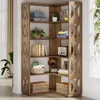 5-Tier Corner Bookshelf, L Shaped 66-Inch Corner Bookcase, Farmhouse Tall Bookshelves, Rustic Display Shelf Storage Organizer 5