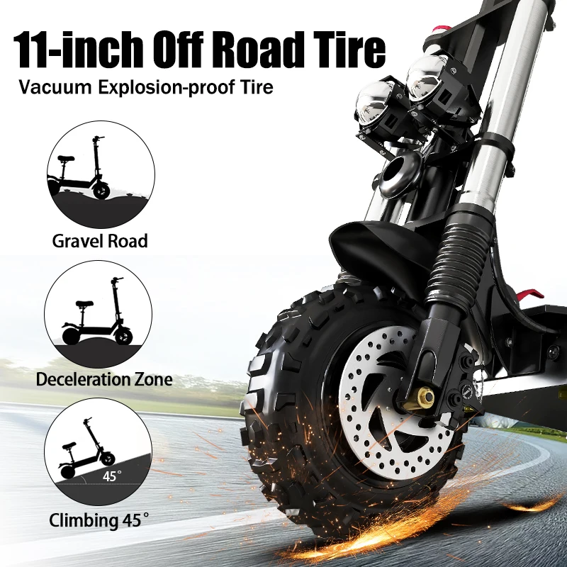 EU USA Stock 85 KM/H 72V 6000W Electric Scooter with 11 inch Off Road Tire Jueshuai X60 Powerful e scooter for Adult Dual Motor