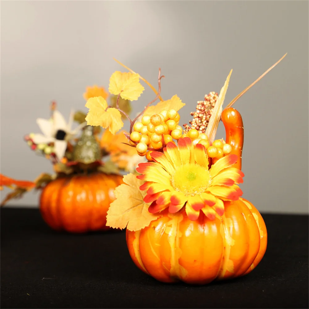 Autumn Harvest Artificial Pumpkin Sunflower Ornament Realistic Flower Simulation Decoration Party Fall Home Window Decor Props artificial plant flowers artificial plant flower artificial pumpkin decoration