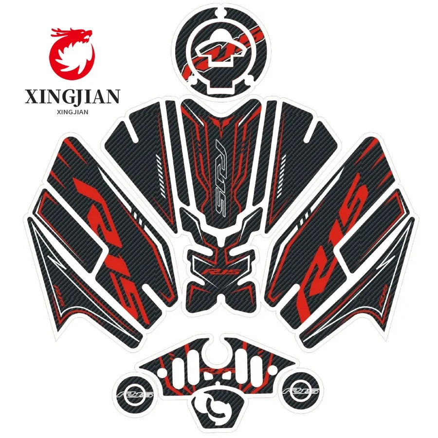 R15V4.0 Motorcycle Stickers Pad For YAMAHA YZF-R15V4 5D Carbon Fiber Pattern Epoxy Resin Drip Decals Modification Accessories flying dragon fire dragon pattern necklace keychain silicone mold diy jewelry pendant epoxy resin mold jewelry production