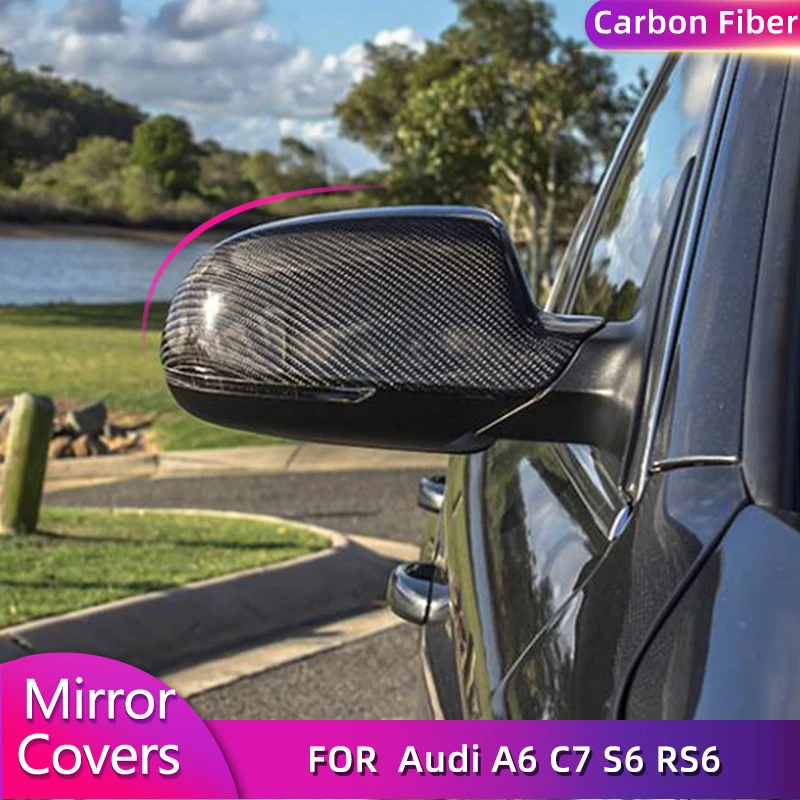 

Car Rearview Mirror Covers Caps for Audi A6 C7 S6 RS6 2012-2016 Carbon Fiber Side Mirror Covers Caps Shell Replacement