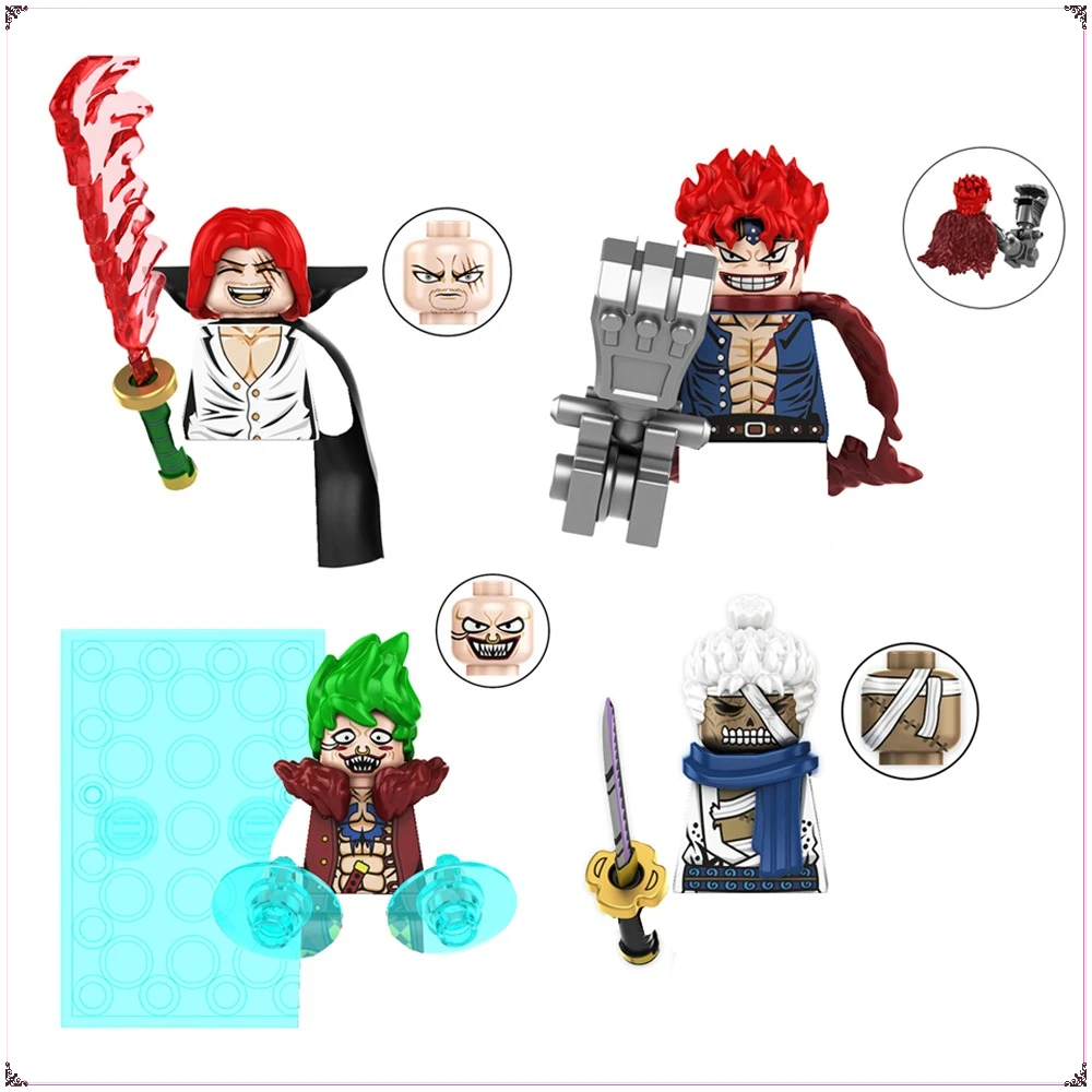 Anime Monkey D. Luffy Mini Action Figure Shanks Shimotsuki Ryuma Eustass Kid Bartolomeo Assembling Building Block Doll Toy Gift