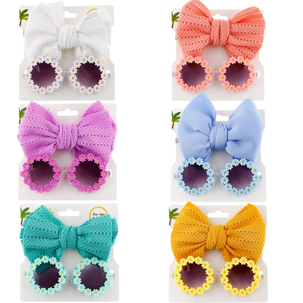 Childrens Daisy Sunglasses And Bow Headband Set For Summer_voghion.com