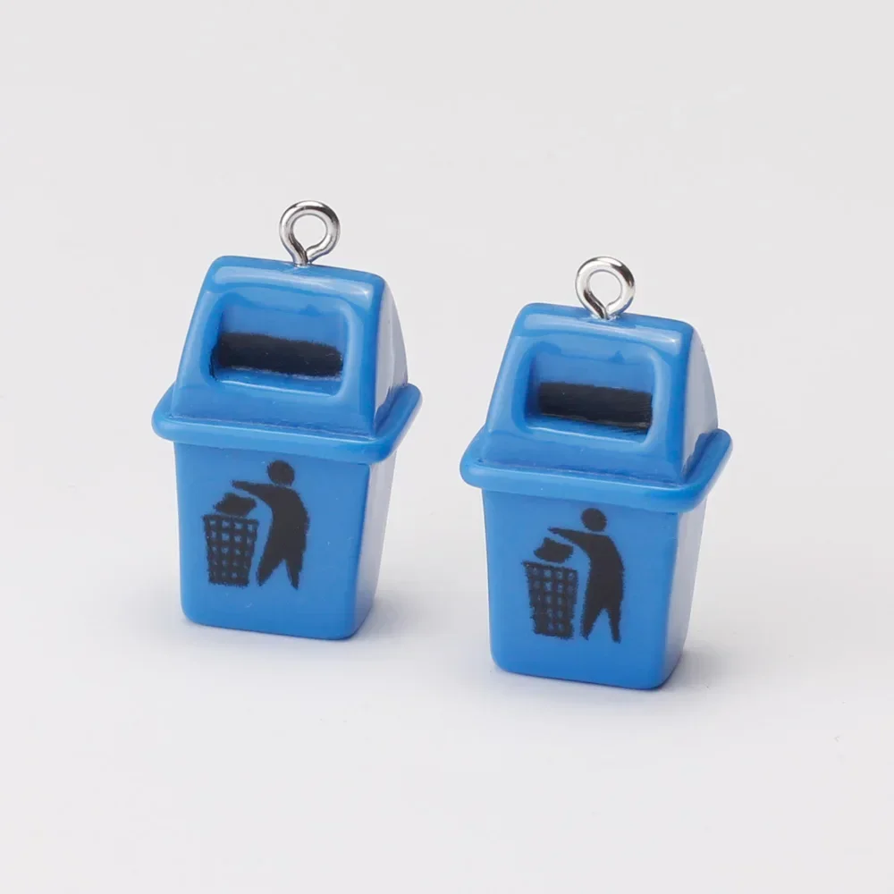 Set of 10 Quirky Trash Can Charms for DIY Jewelry and Crafting