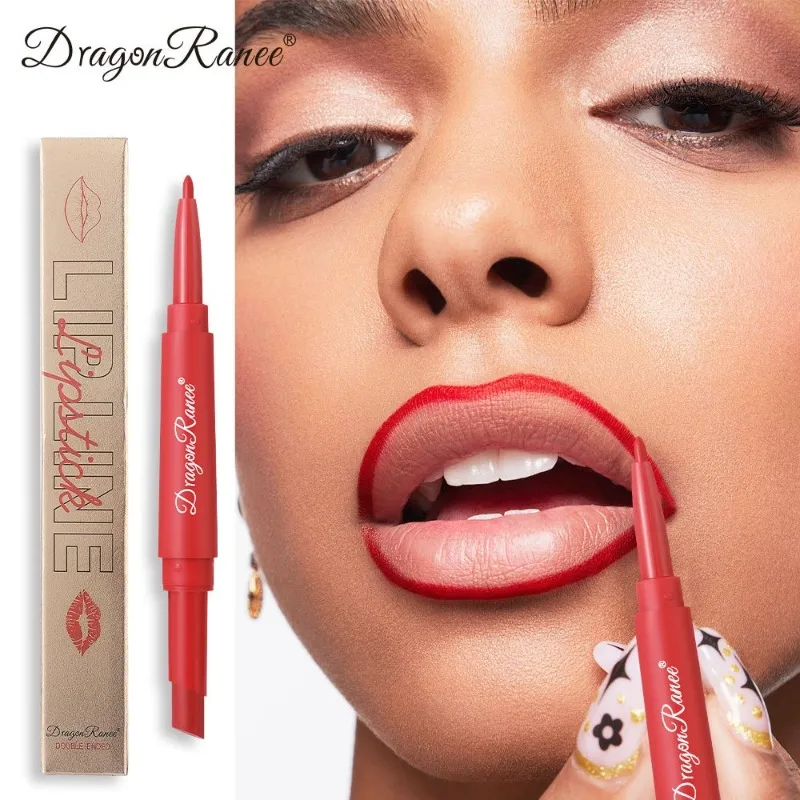 Matte Nude Pink Lipstick Pen Long Lasting Lipliner Lip Pencil 2 in 1 Waterproof Lip Liner Contour Sexy Red Lip Makeup for Women