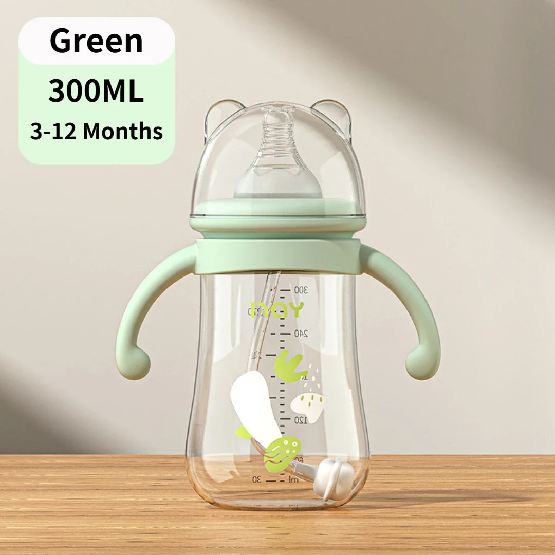 Baby Bottle with Handle PP Bottle Water Cup Set Silicone Pacifier 300ML Large Capacity Multi-purpose Baby Feeding Supply