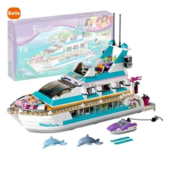 Bateau de dauphin en blocs de construction, série de vacances pour filles, jouets compatibles pour enfants, cadeaux pour amis, Yacht en 3D, 41015 