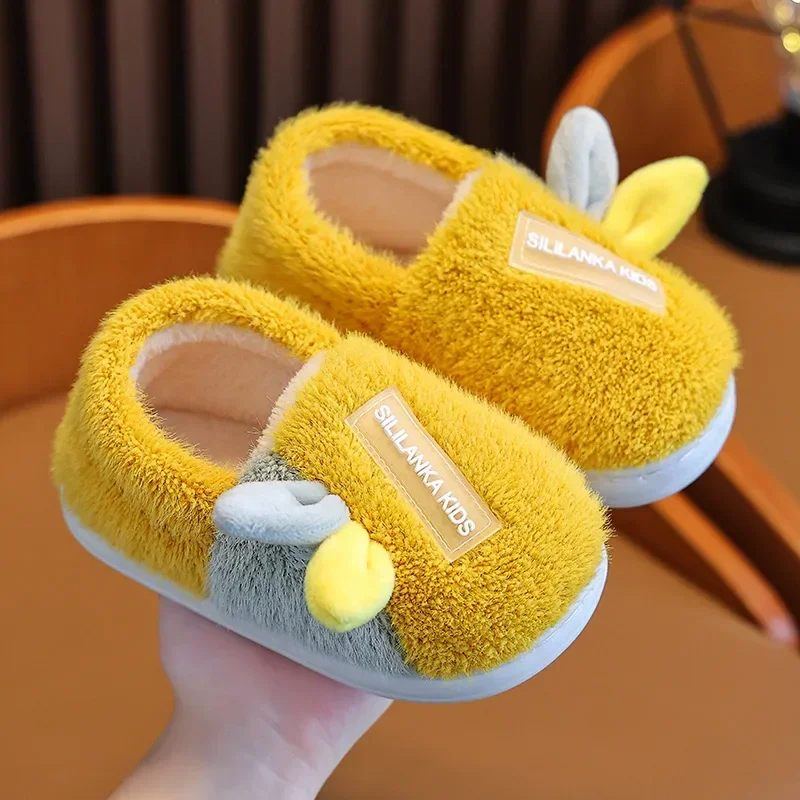 

Children's cotton slippers winter indoor non-slip soft soles cartoon parent-child kids cotton slippers boy cute hairy girl baby