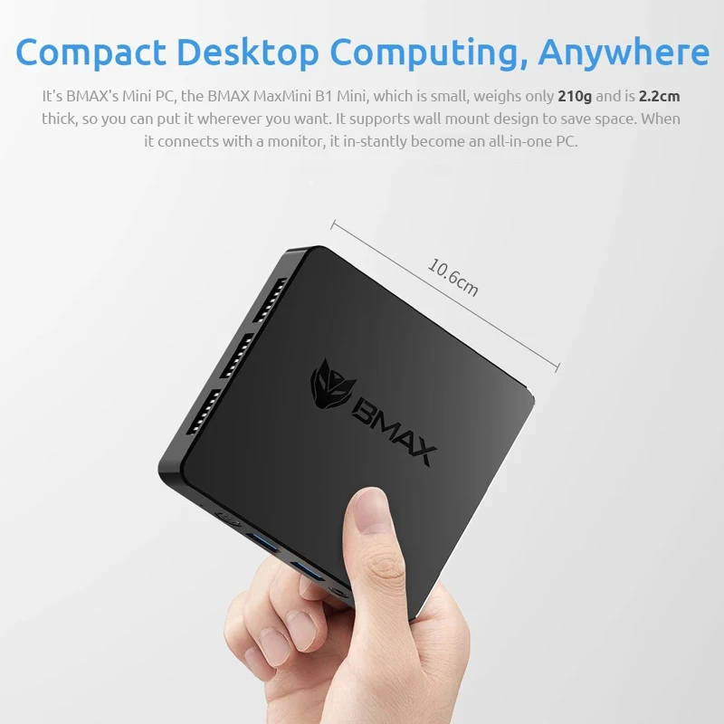 BMAX Mini PC B1 Mini Windows 11 Pro 8GB RAM 128GB ROM N4000 Micro