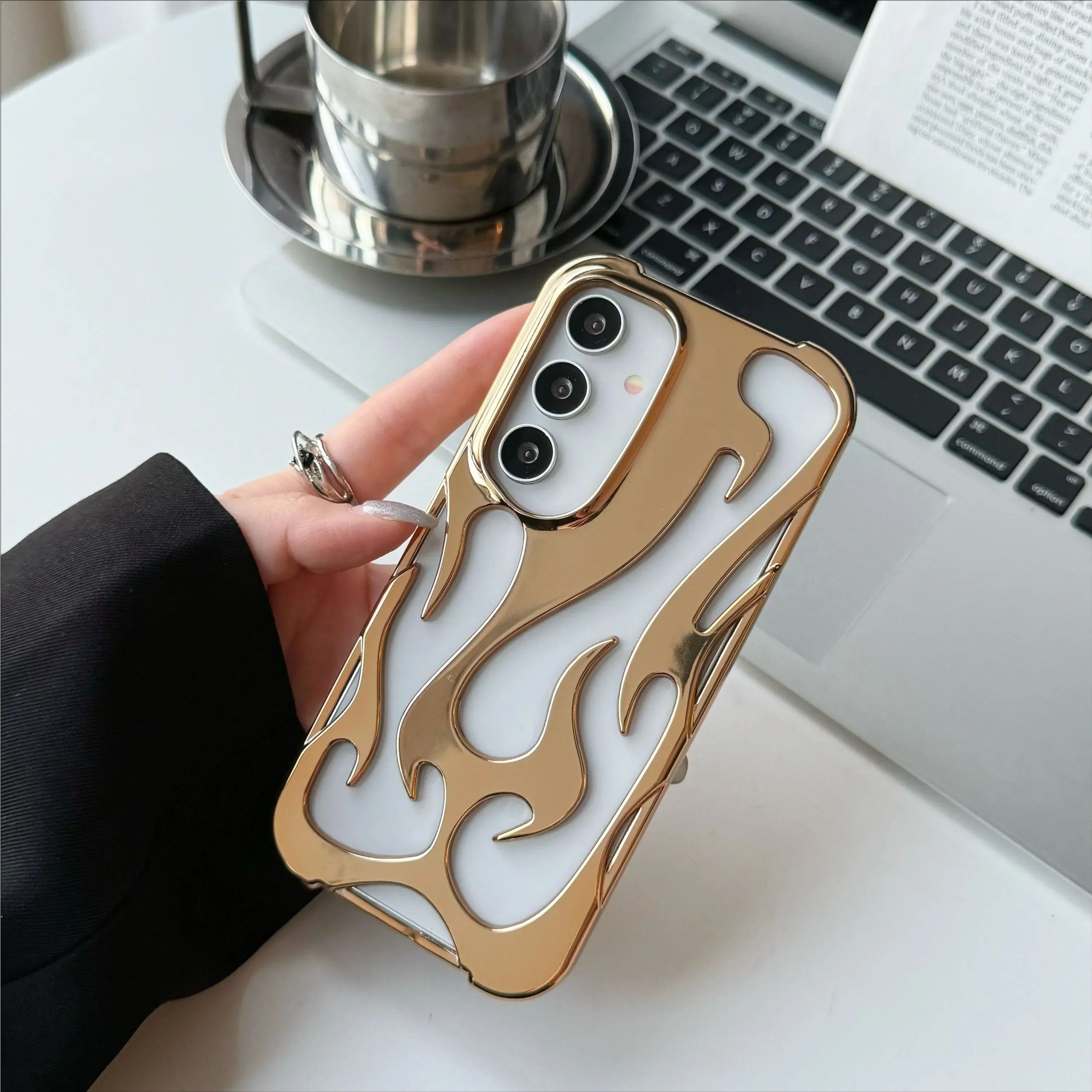 New 3D Flame pattern Case For Samsung Galaxy S25 S24 S23 Ultra Plus A16 A06 A15 A14 Fashion Hollow Slim Shockproof soft Cover 4