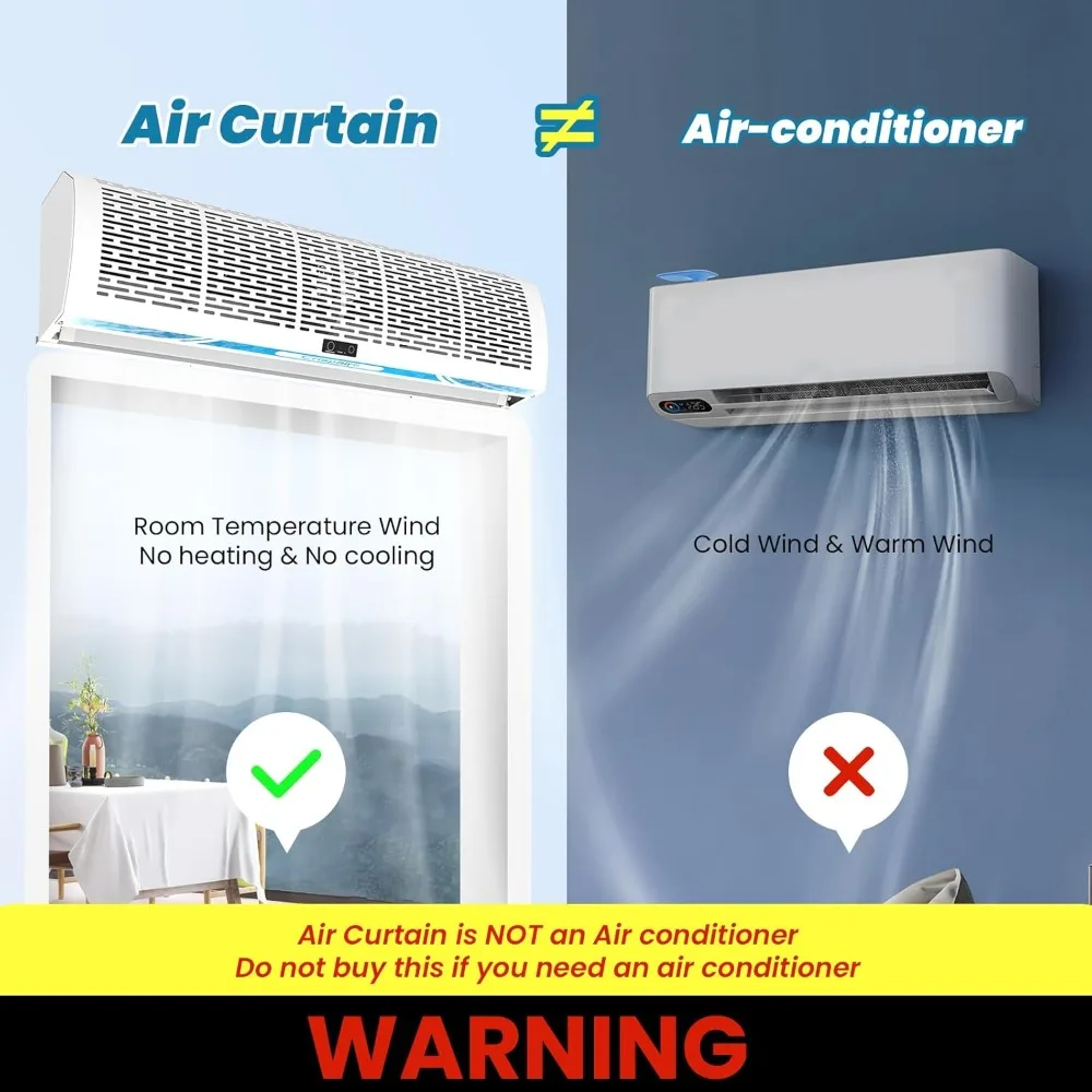 36'' Air Curtain, Magnetic Door Switch, Two Speeds Adjustable, Powerful Air Door,Commercial Indoor Fan, 80W, Industrial 110V