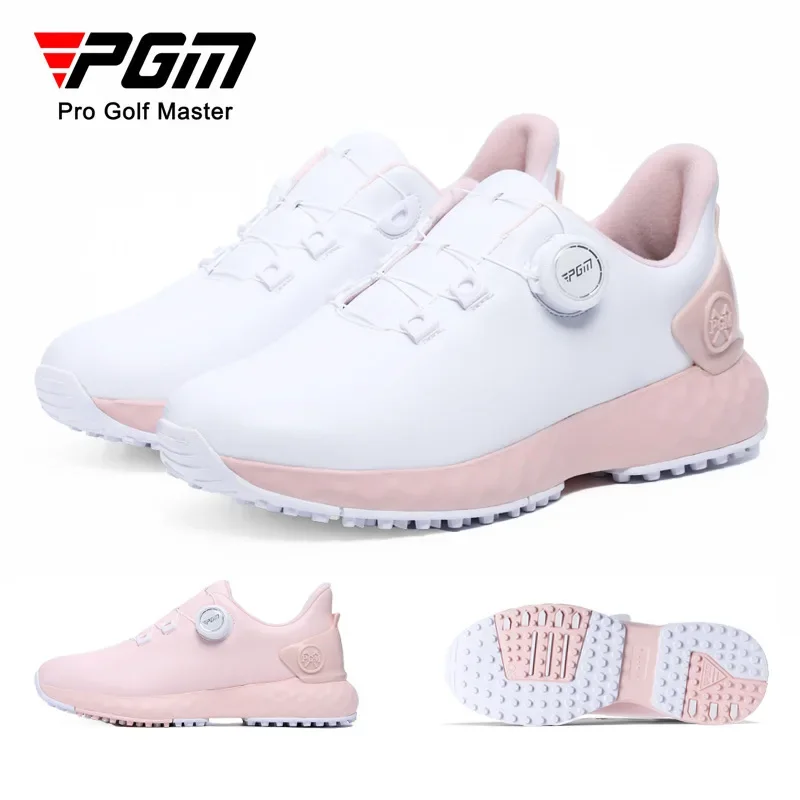 PGM Sakura Golf Shoes Women's Waterproof Sports Shoes Anti-Slip Knobs Comfortable Cushioning Spikeless