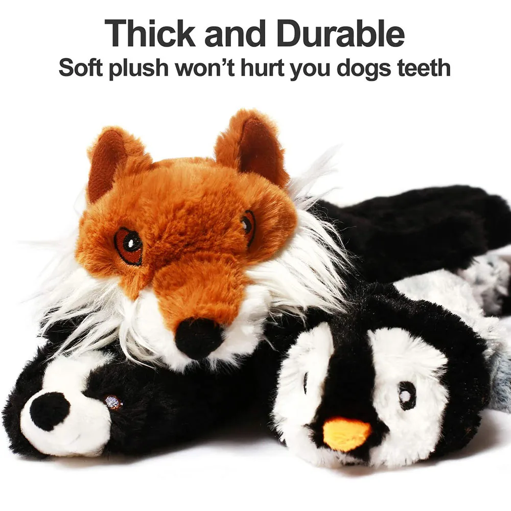 Funny Simulated Animal No Stuffing Dog Toy with Squeakers Durable Stuffingless Plush Squeaky Dog Chew Toy Crinkle Pet Squeak Toy 3