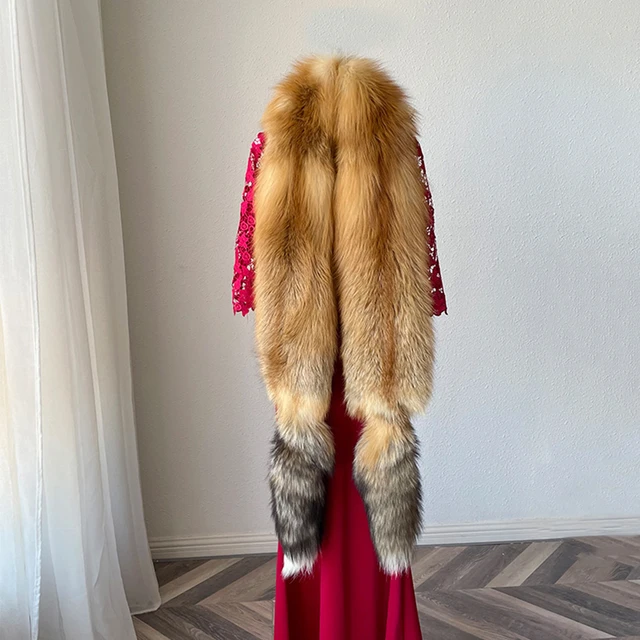 Winter Luxury Fur Collar Scarf  Fox Fur Scarf Genuine Luxury - Ladies 2023  Winter - Aliexpress