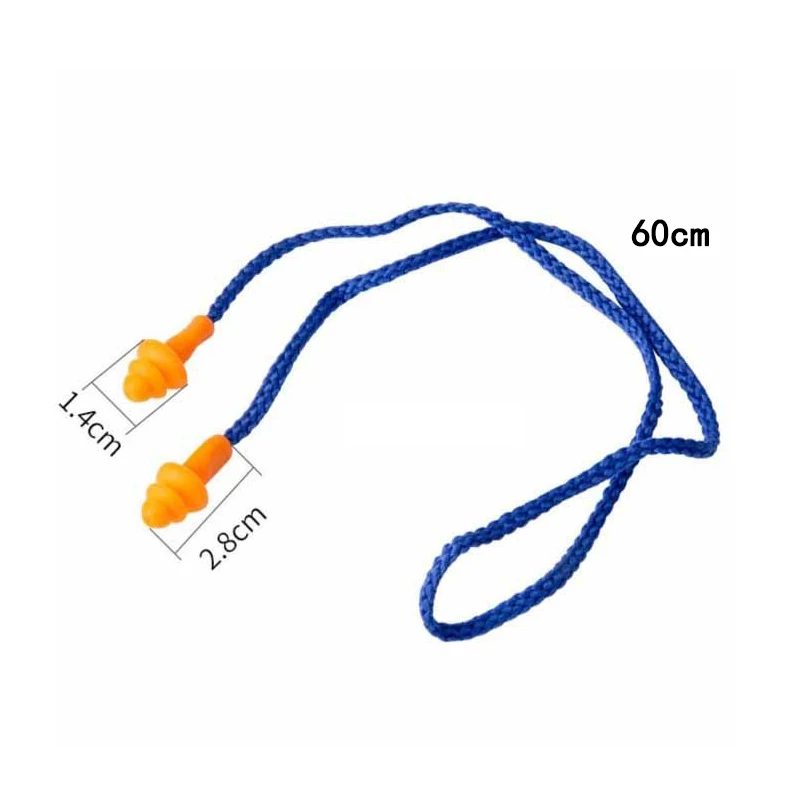 Premium Silicone Corded Noise Cancelling Earplugs - Reusable Ears Protector Set