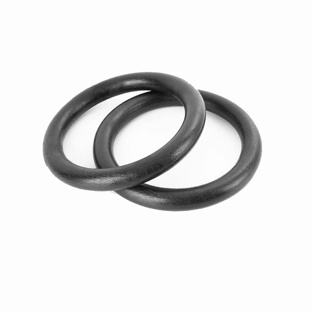 1 Pair ABS Fitness Gym Rings Gymnastic Rings Pull-up for Body Strength Power Chin Up Training Workout (Black)