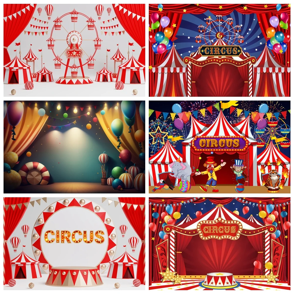 Photo Backdrop Circus Backdrops For Photography Newborn Baby Birthday Balloon Ferris Wheel Party Backgrounds Carnival Photocall Photo Studio photo backdrop