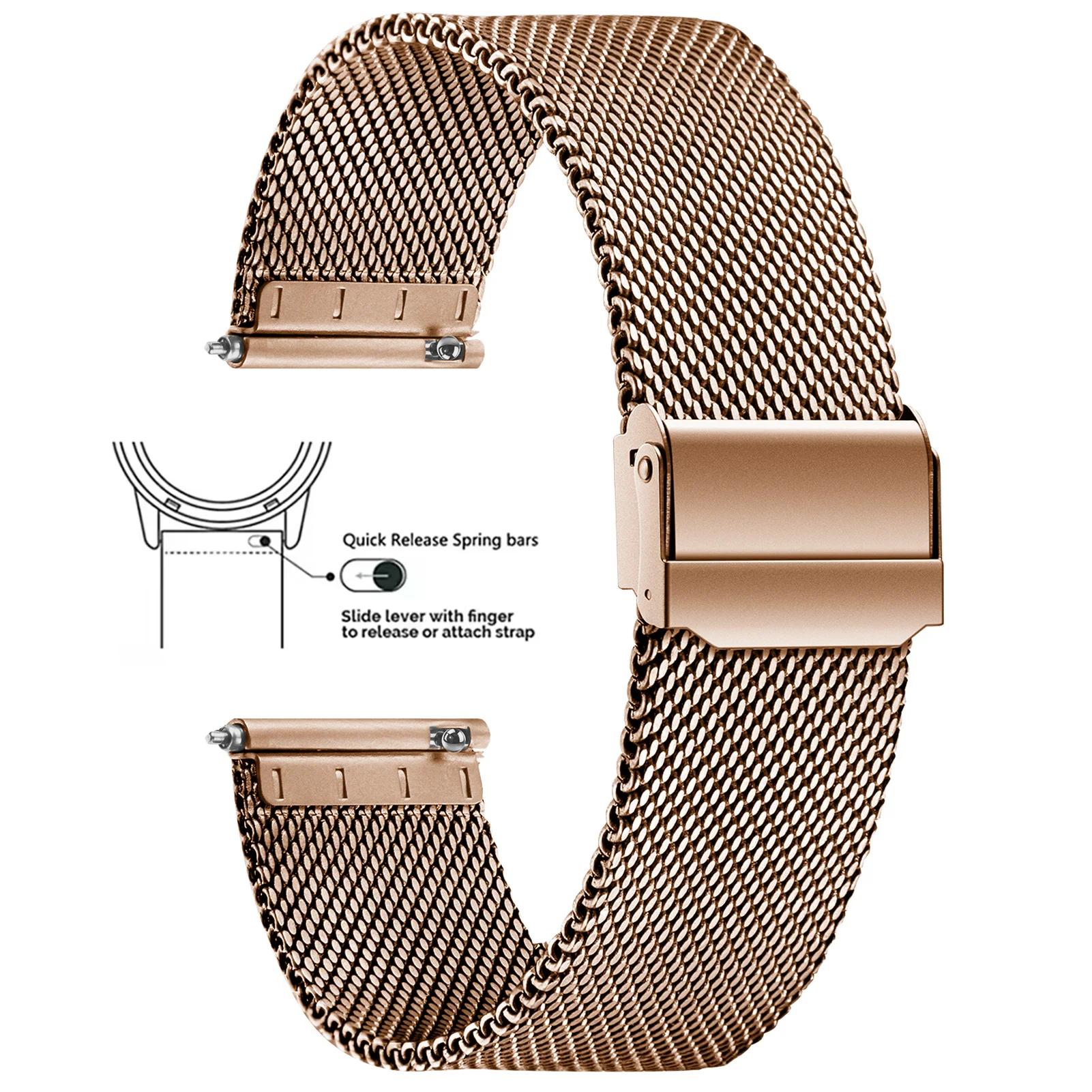 Sleek Mesh Milanese Stainless Steel Quick Release Watch Band - Adjustable Sizes