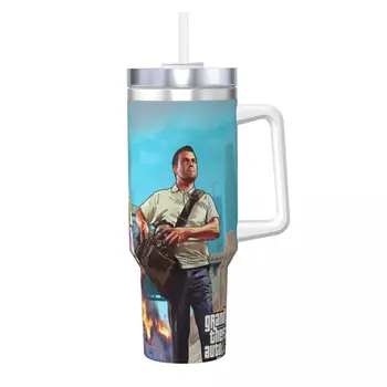 Bicchiere in acciaio inossidabile G-GTA V Poster di gioco Tazza da caffè Bevanda fredda a tenuta stagna Tazze per auto Bottiglia d'acqua di design da viaggio 1