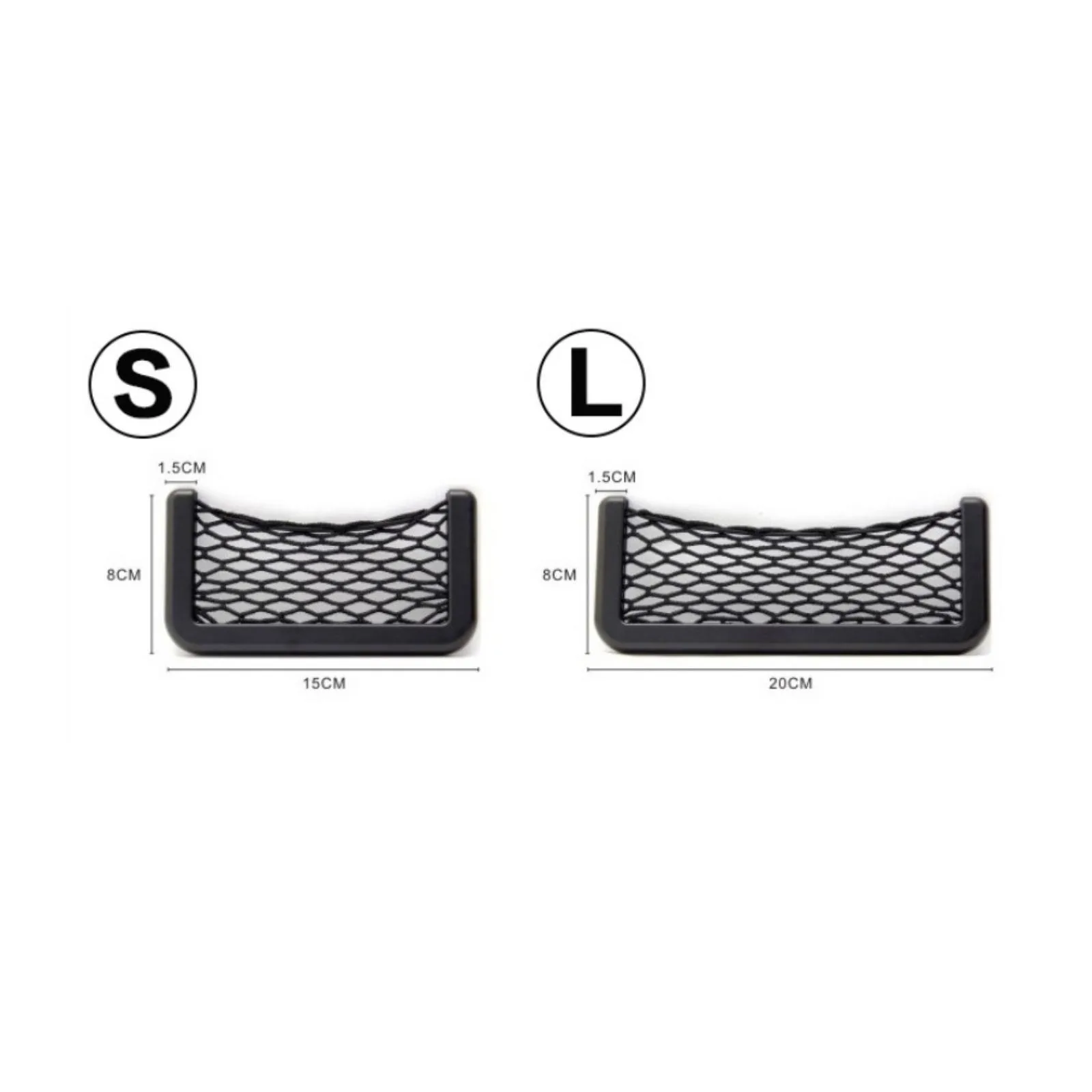 2 PCS 범용 자동차 시트 측면 보관 네트 가방(양면 테이프 포함) 자동차 프레임 전화 포켓