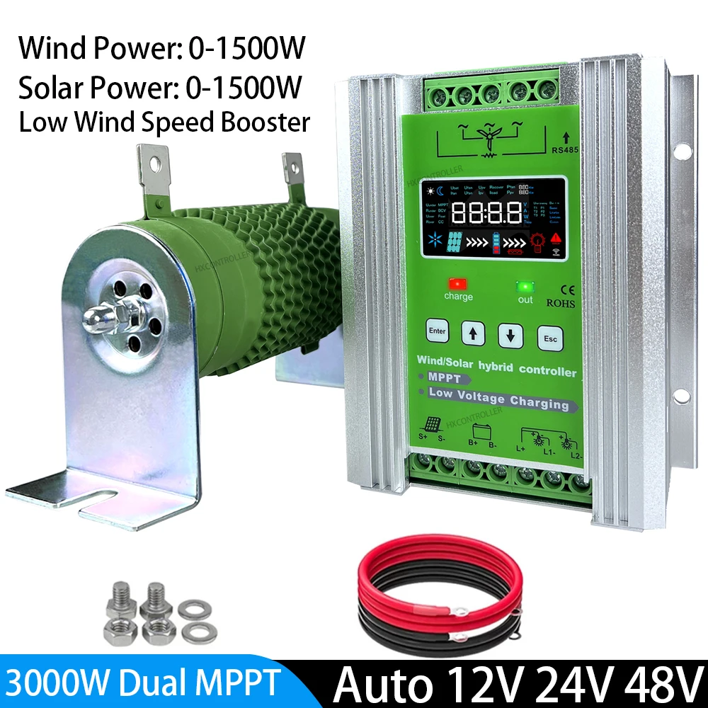

New WIFI 12V 24V 48V MPPT Hybrid Wind Solar Charge Controller 2000W 2200W 3000W Wind Solar PV Power Charging Regulator