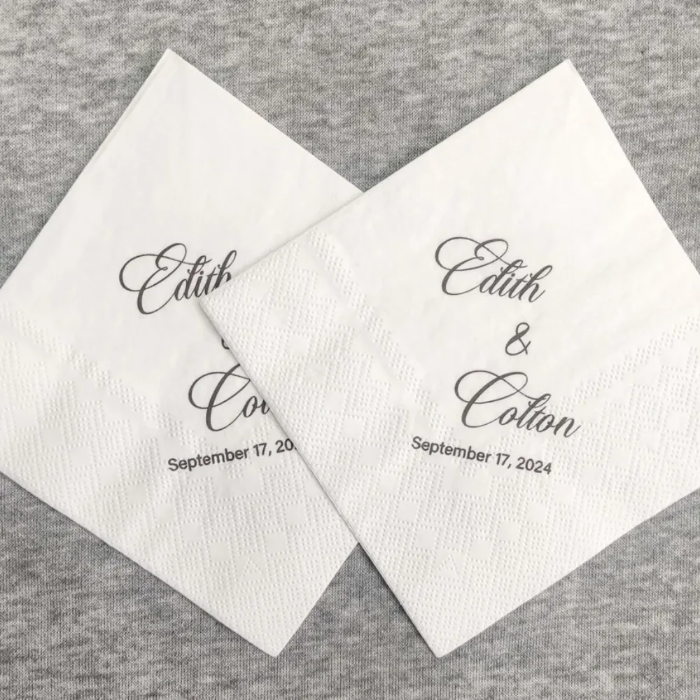 50 pcs Wedding Cocktail Napkins,Engagement Cocktail Napkins,Wedding Reception Napkins,Rehearsal Dinner,Engagement Party