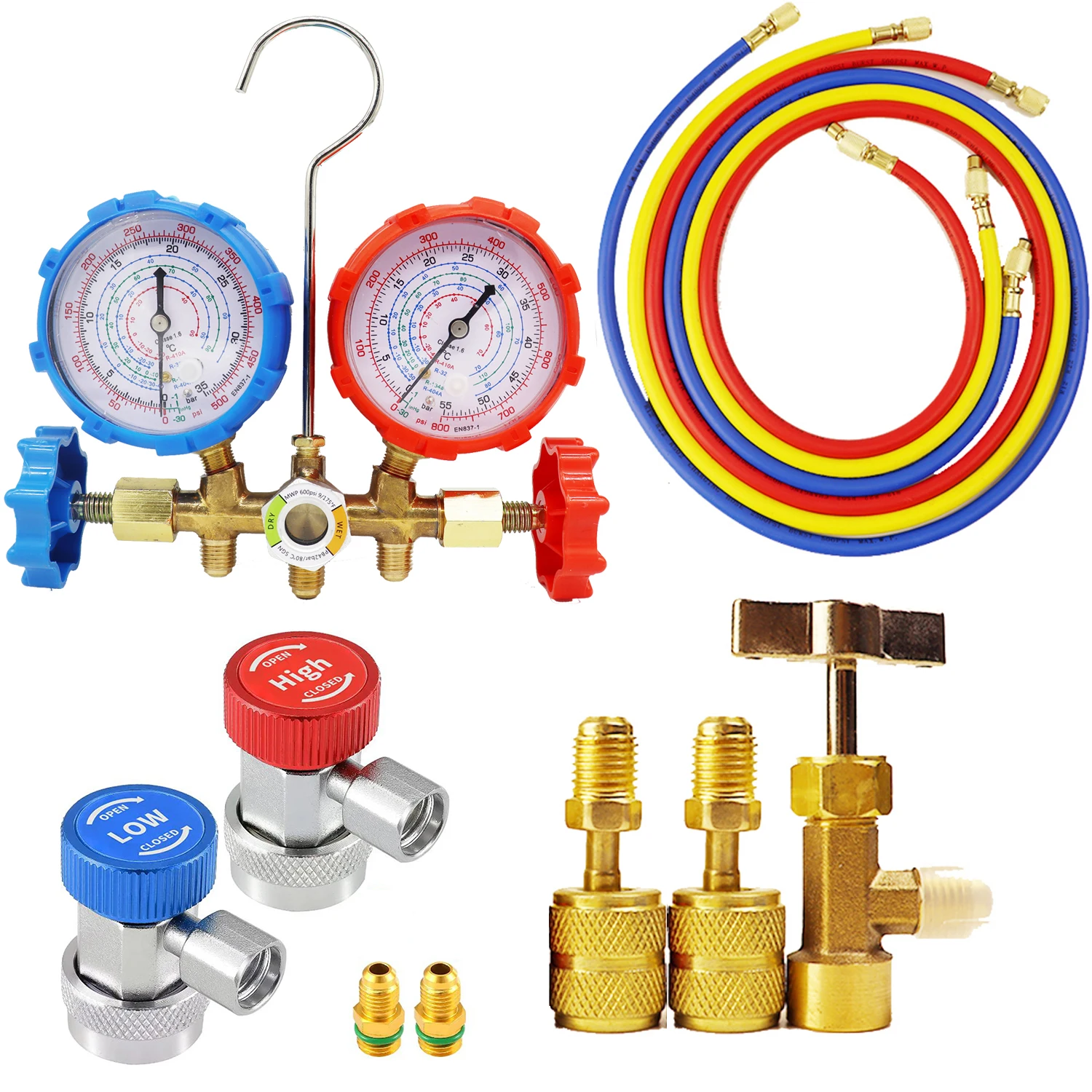 For R410a R32 R404a R134a Refrigerant Manifold Gauge Refrigeration Set | INDIA