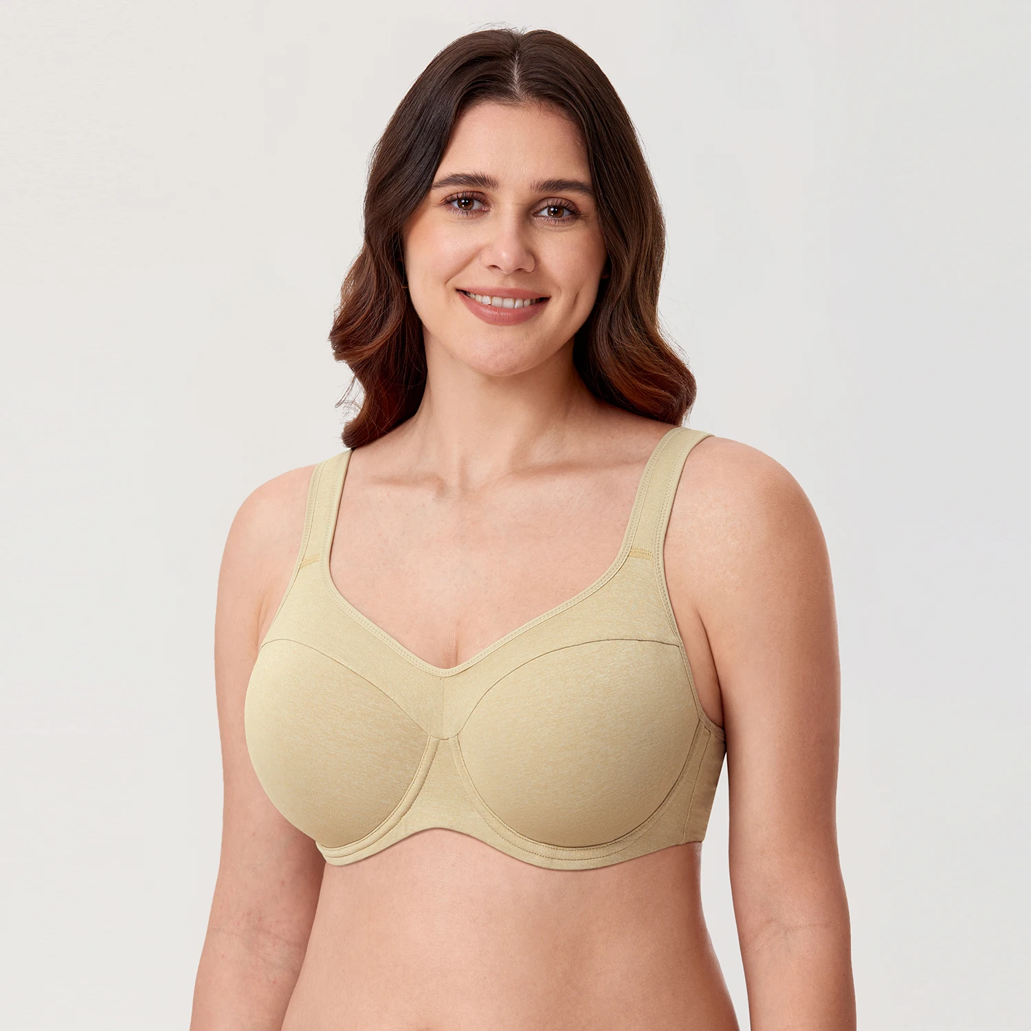 DELIMIRA Women's Plus Size Bra Full Coverage Lightly Lined Molded Cup Underwire Wide Straps Support B C D DD E F G