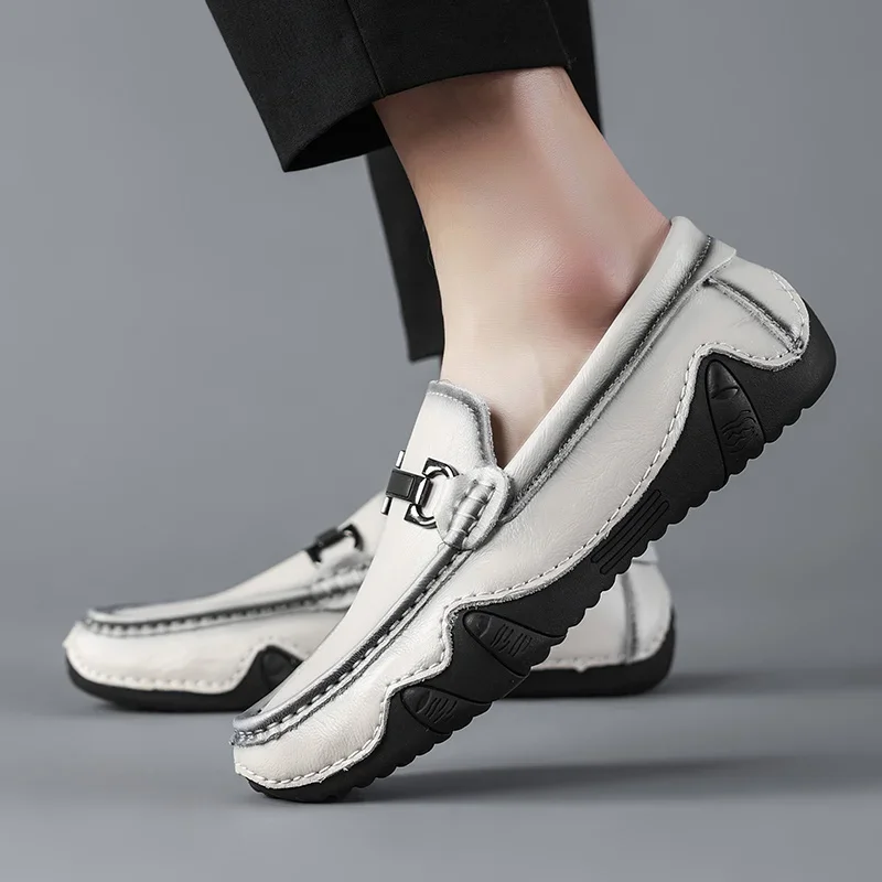 Casual Handmade Leather Shoes Summer Man Sneakers Fashion Loafers Business Casual Size 38-46