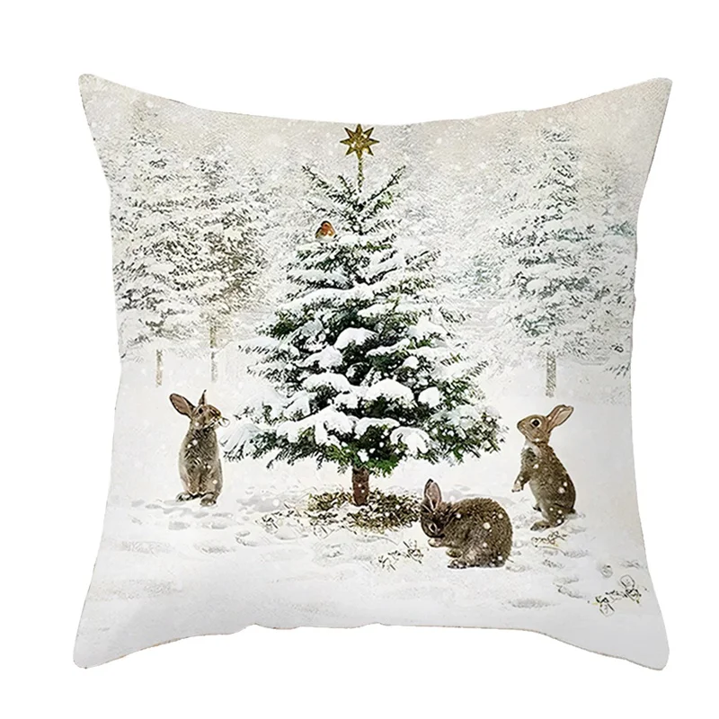 Description Picture 2 of itemChristmas Cushion Cover Peach Skin Pillowcase Elk Throw Pillow 2023 Xmas Gifts Sofa Decorative Cushions Christmas Pillow Covers