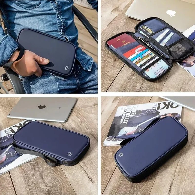 RFID Blocking Card Travel Passport Storage Bag Nylon antifurto Card Wallet Handbag uomo donna Phone Pouch Mini Document Bag