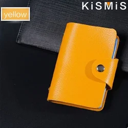 Elegant PU Leather Card & Passport Organizer - 24-Slot Holder (Yellow)