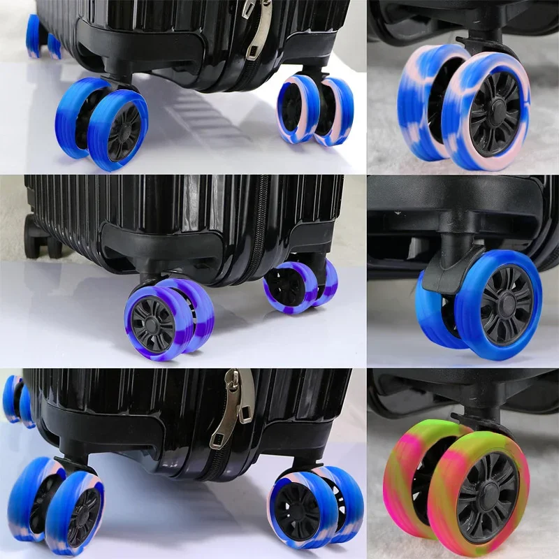 8PCS Silicone Wheels Cover Luggage Suitcase Wheels Protector Cover Anti Wear Reduce Noise Covers Luggage Protector