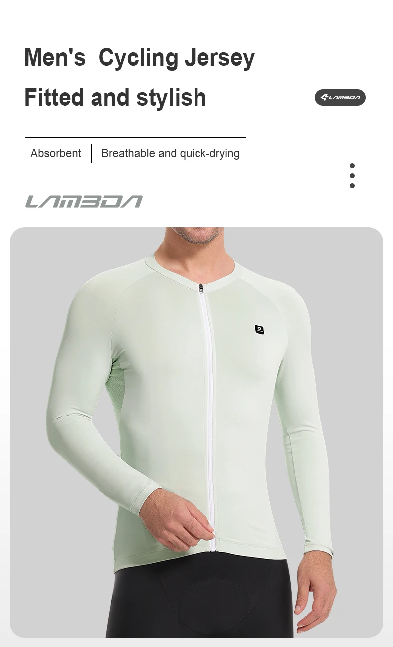 LAMEDA Radtrikot Herren Frühling Atmungsaktiv Mountain Road Bike Langarm 3 Taschen Radfahren MTB Shirt Schnell trocknende Fahrradbekleidung – Detail 1